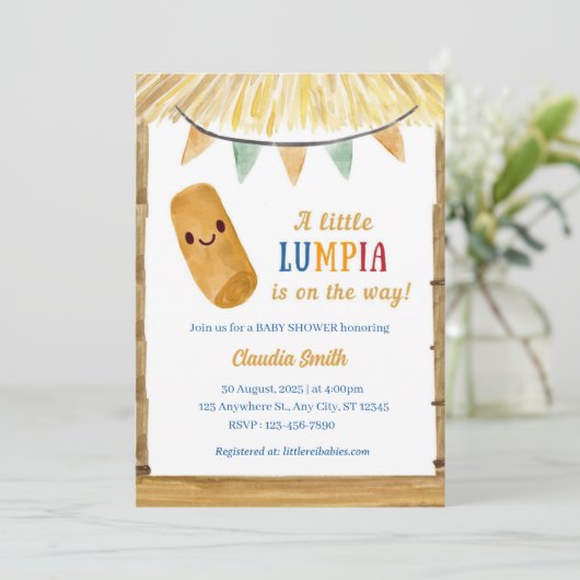 Little Lumpia On The Way Filipino Baby Shower  Kaart (Staand voorkant)