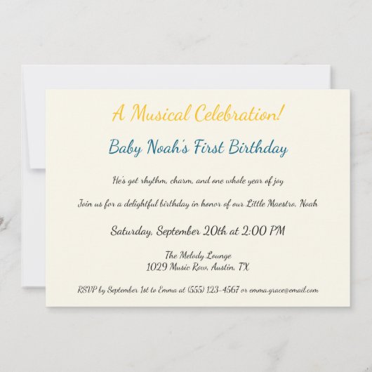 Little Maestro 1e verjaardagsfeestje Kaart (Achterkant)