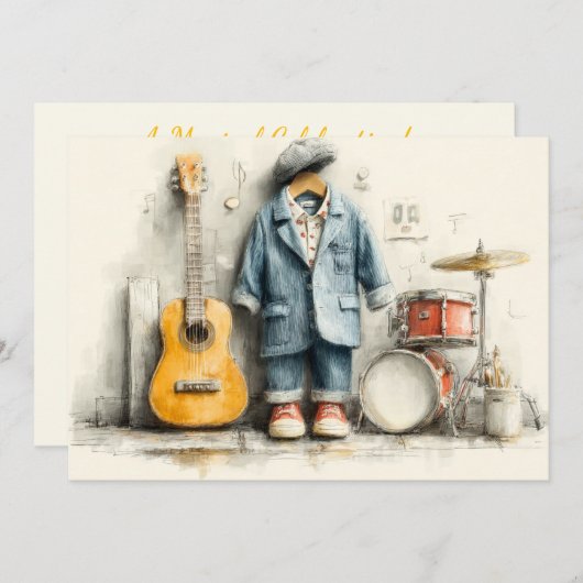 Little Maestro 1e verjaardagsfeestje Kaart (Voorkant / Achterkant)