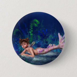 Little Maggie Mermaid Girl Ronde Button 5,7 Cm
