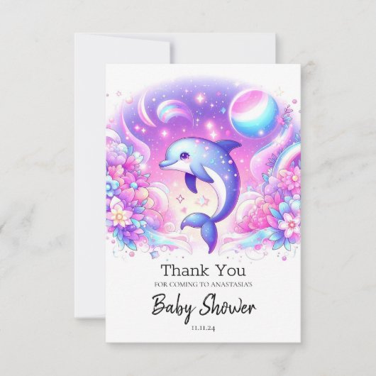 Little Magical Dolphin Baby shower Bedankkaart (Voorkant)