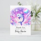Little Magical Dolphin Baby shower Bedankkaart (Staand voorkant)