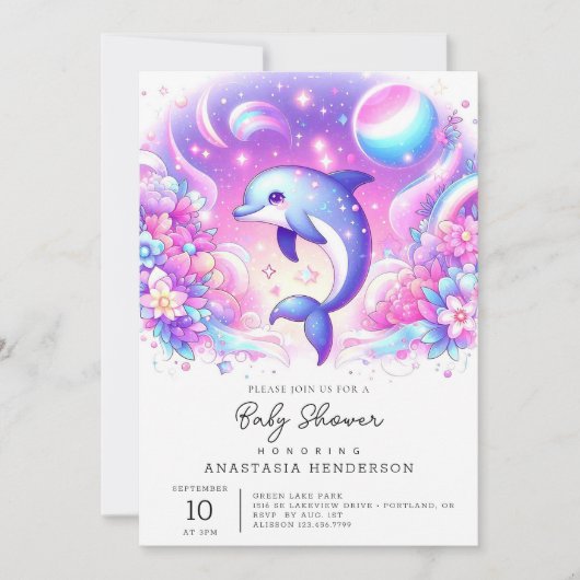Little Magical Dolphin Baby shower Kaart (Voorkant)