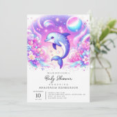 Little Magical Dolphin Baby shower Kaart (Staand voorkant)