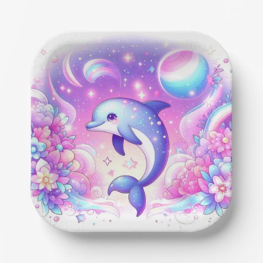 Little Magical Dolphin Baby shower Papieren Bordje (Voorkant)