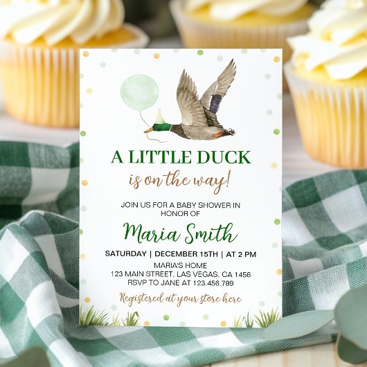 Little Mallard Duck Baby shower Kaart
