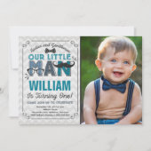 Little Man 1st Birthday Invitation Mustache Party Kaart (Voorkant)