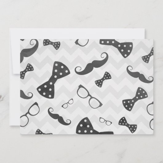 Little Man 1st Birthday Invitation Mustache Party Kaart (Achterkant)
