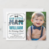 Little Man 1st Birthday Invitation Mustache Party Kaart (Voorkant)