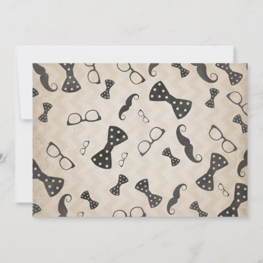 Little Man 1st Birthday Invitation Mustache Party Kaart (Achterkant)