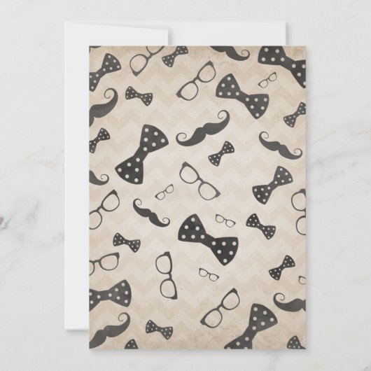 Little Man 1st Birthday Invitation Mustache Party Kaart (Achterkant)