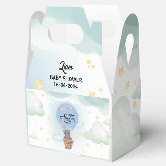 Little man Adventure wacht op beer baby shower Bedankdoosjes (Geopend)