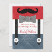 Little man Baby Boy Showuitnodiging Red Navy Kaart (Voorkant)