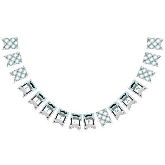 Little man baby mint groen grijs baby boy douche vlaggetjes (Alle)