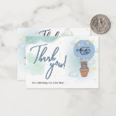 Little man Baby shower dank u Notitiekaartje (Voorkant / Achterkant in situ)