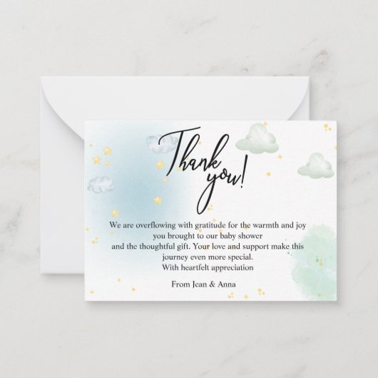 Little man Baby shower dank u Notitiekaartje (Achterkant)