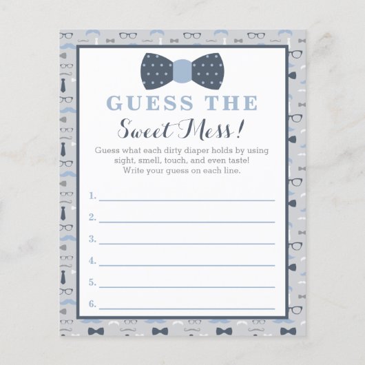 Little Man Baby shower Game, Baby Food, Diaper (Achterkant)