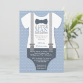 Little Man Baby shower Invitation, Arrived Invitat Kaart (Staand voorkant)