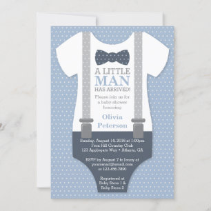 Little Man Baby shower Invitation, Arrived Invitat Kaart