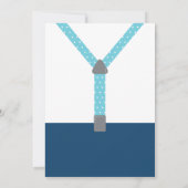 Little Man Baby shower Invitation, Baby Blue, Navy Kaart (Achterkant)