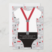 Little Man Baby shower Invitation, Black, Red Kaart (Achterkant)