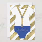 Little Man Baby shower Invitation, Blauw, Faux Gol Kaart (Achterkant)