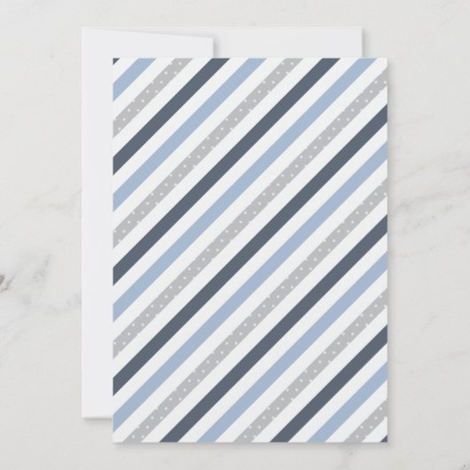 Little Man Baby shower Invitation, blauw, grijs Kaart (Achterkant)