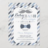 Little Man Baby shower Invitation, blauw, grijs Kaart (Voorkant / Achterkant)