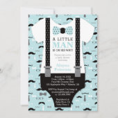 Little Man Baby shower Invitation, blauw, zwart Kaart (Voorkant)