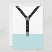 Little Man Baby shower Invitation, blauw, zwart Kaart (Achterkant)