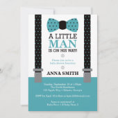 Little Man Baby shower Invitation, Blauwgroen en z Kaart (Voorkant)