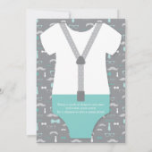 Little Man Baby shower Invitation, Blauwgroen, Gre Kaart (Achterkant)