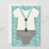 Little Man Baby shower Invitation, Blauwgroen, Tan Kaart (Achterkant)