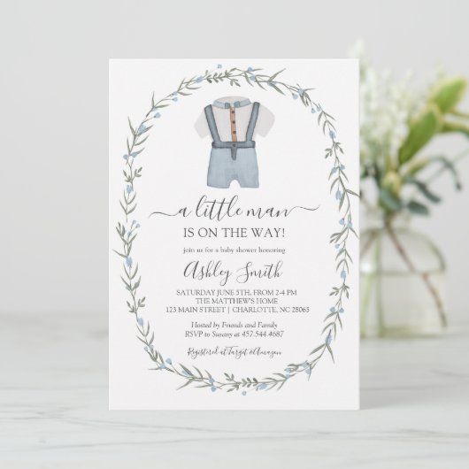 Little Man Baby shower Invitation, Bowtie Boy Baby Kaart (Staand voorkant)