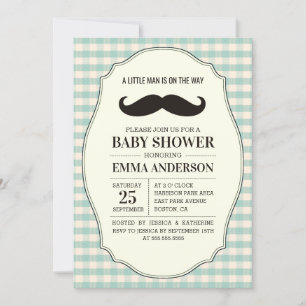 Little Man Baby shower Invitation Boy - Mustache Kaart