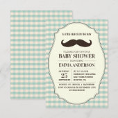 Little Man Baby shower Invitation Boy - Mustache Kaart (Voorkant / Achterkant)