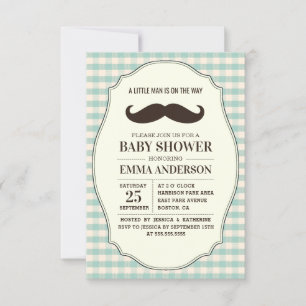 Little Man Baby shower Invitation Boy - Mustache Kaart