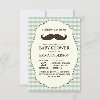 Little Man Baby shower Invitation Boy - Mustache Kaart