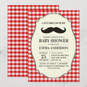 Little Man Baby shower Invitation Boy - Mustache Kaart (Voorkant / Achterkant)