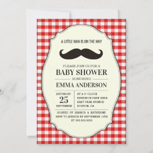 Little Man Baby shower Invitation Boy - Mustache Kaart