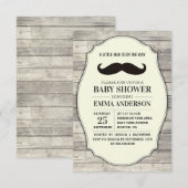 Little Man Baby shower Invitation Country Mustache Kaart (Voorkant / Achterkant)