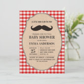 Little Man Baby shower Invitation Country Mustache Kaart (Staand voorkant)