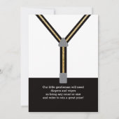 Little Man Baby shower Invitation, Faux Glitter Kaart (Achterkant)