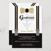 Little Man Baby shower Invitation, Faux Glitter Kaart (Voorkant / Achterkant)