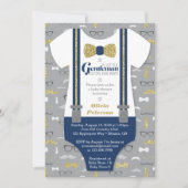 Little Man Baby shower Invitation, Faux Glitter Kaart (Voorkant)
