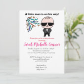 Little Man Baby shower Invitation Funny Schattige Kaart (Staand voorkant)