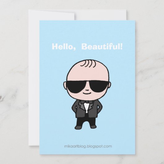 Little Man Baby shower Invitation Funny Schattige Kaart (Achterkant)