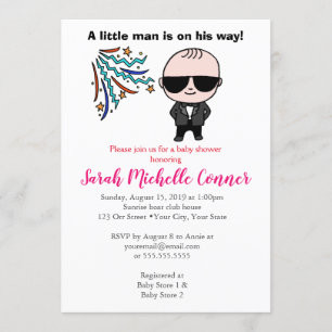 Little Man Baby shower Invitation Funny Schattige  Kaart