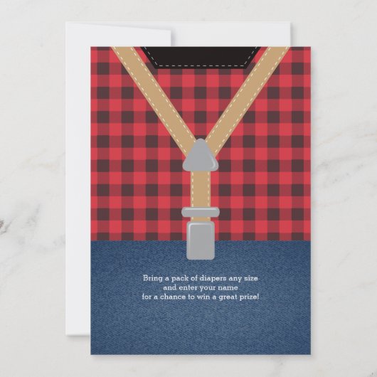 Little Man Baby shower Invitation, houthakker Kaart (Achterkant)