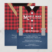 Little Man Baby shower Invitation, houthakker Kaart (Voorkant / Achterkant)